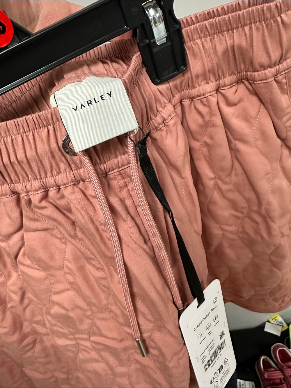 NWT Varley Women's Catrine Quilted Dusty Rose Drawstring Shorts - Picture 4 of 4